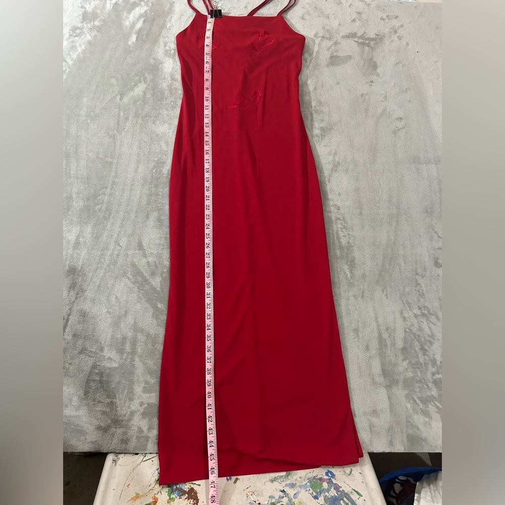 Vintage City triangles square neck maxi floral red dress - Picture 9 of 15